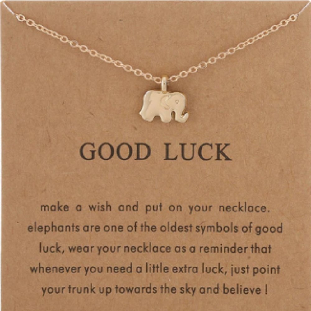 Gold Dipped Good Luck Elephant Wish Necklace